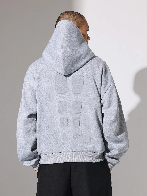 Regular Fit Overhead Hoodie With Embossed Pattern