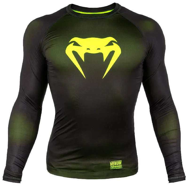 Venum Contender 3.0 Compression T-shirt - Long Sleeves - Black/Neo Yellow