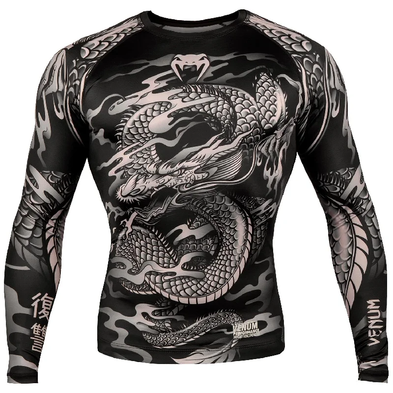 Venum Dragon's Flight Rashguard - Long Sleeves - Black/Sand