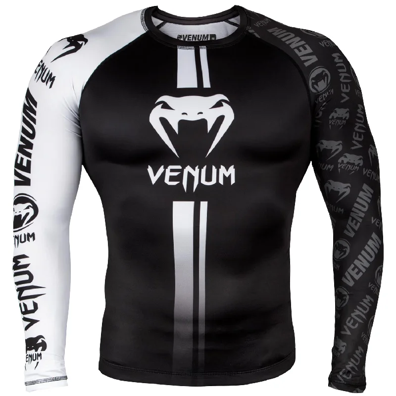 Venum Logos Rashguard Long Sleeves - Black/White