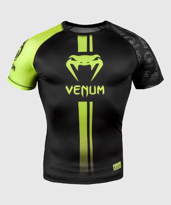 Venum Logos Rashguard - Short Sleeves - Black/Neo Yellow