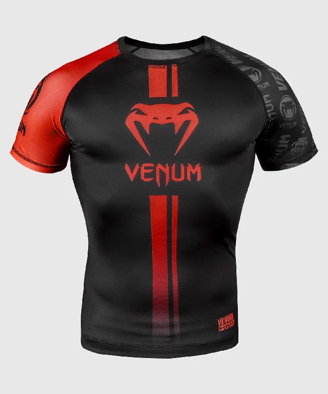 Venum Logos Rashguard - Short Sleeves - Black/Red