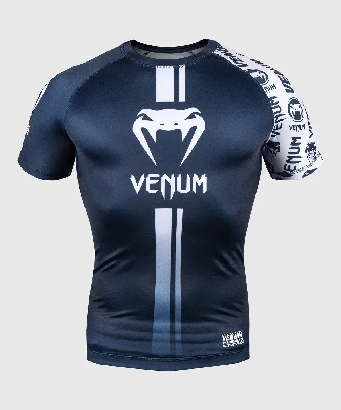 Venum Logos Rashguard - Short Sleeves - Navy Blue/White