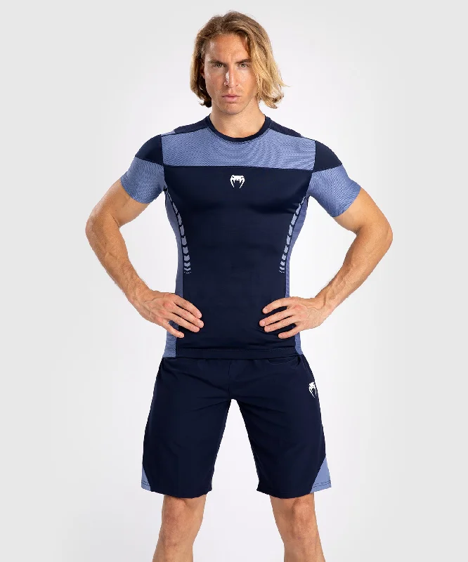 Venum Tempest Men's Short Sleeve Rashguard - Navy Blue/Blue